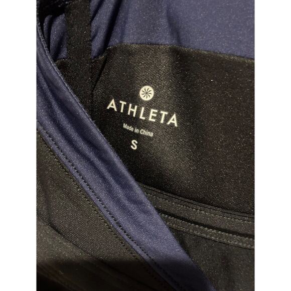 Athleta Halter Convertible Tankini Top Black and Navy Size S built in bra - Picture 3 of 7